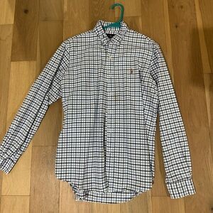 Ralph Lauren Men's White and Blue Plaid Shirt